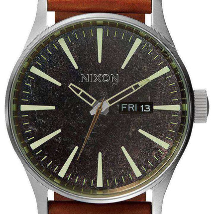 Orologio da uomo Nixon quarzo Sentry in pelle con quadrante in rame scuro A105-1959-00