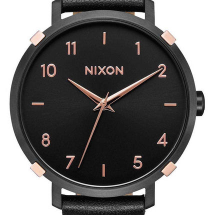 Nixon Arrow quadrante nero cinturino in pelle quarzo A10913221 orologio da donna