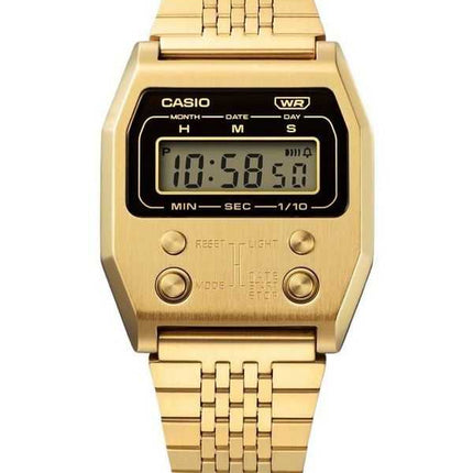 Orologio unisex Casio vintage digitale in acciaio inossidabile placcato con ioni d&#39;oro A1100G-5