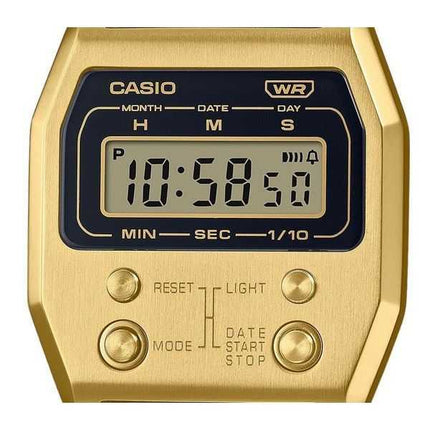 Orologio unisex Casio vintage digitale in acciaio inossidabile placcato con ioni d&#39;oro A1100G-5