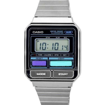 Orologio unisex Casio vintage digitale con cinturino in acciaio inossidabile al quarzo A120WE-1A