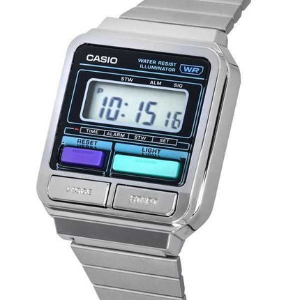 Orologio unisex Casio vintage digitale con cinturino in acciaio inossidabile al quarzo A120WE-1A