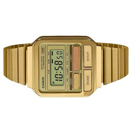 Orologio unisex Casio vintage digitale placcato in oro con quarzo A120WEG-9A in acciaio inossidabile
