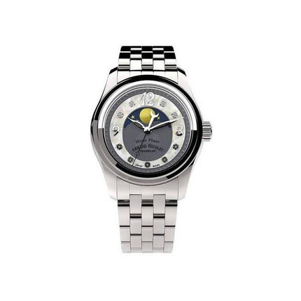 Orologio da donna Armand Nicolet Tramelan M03 con accenti di diamanti fasi lunari grigio MOP quadrante al quarzo A151QAA-GN-MA15
