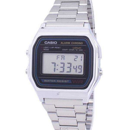 Orologio da uomo digitale Casio in acciaio inossidabile sveglia A158WA-1DF A158WA-1