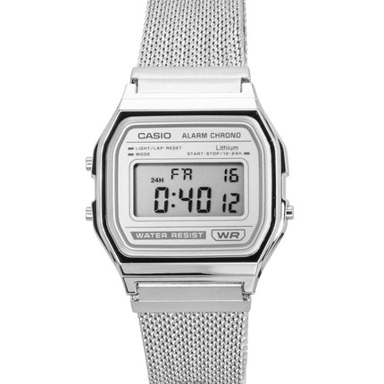Orologio Casio Vintage Digital in acciaio inossidabile con cinturino in maglia al quarzo A158WEM-7 unisex