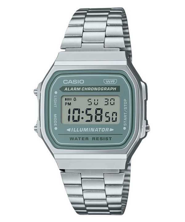 Orologio da uomo Casio vintage digitale con cinturino in acciaio inossidabile al quarzo A168WA-3A