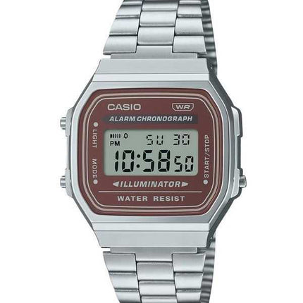 Orologio da uomo Casio vintage digitale con cinturino in acciaio inossidabile al quarzo A168WA-5A