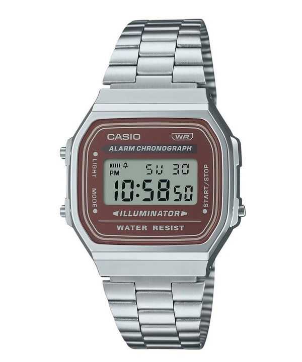 Orologio da uomo Casio vintage digitale con cinturino in acciaio inossidabile al quarzo A168WA-5A