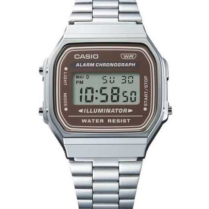 Orologio da uomo Casio vintage digitale con cinturino in acciaio inossidabile al quarzo A168WA-5A