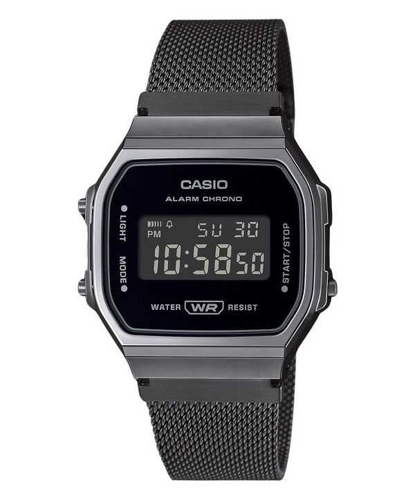 Casio Vintage Digitale Acciaio Inossidabile Bracciale Maglia Quarzo A168WEMB-1B Orologio Unisex