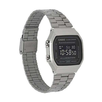 Casio Vintage Digital Bracciale in acciaio inossidabile Quadrante nero Quarzo A168WGG-1B Orologio unisex