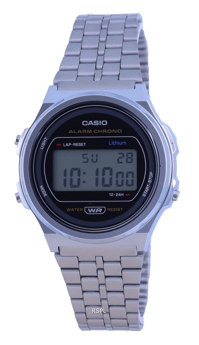 Casio A171 Orologio unisex vintage in resina digitale in acciaio inossidabile A171WE-1A A171WE-1
