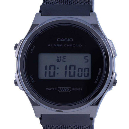 Orologio da donna Casio vintage digitale in acciaio inossidabile con quadrante nero al quarzo A171WEMB-1A A171WEMB-1