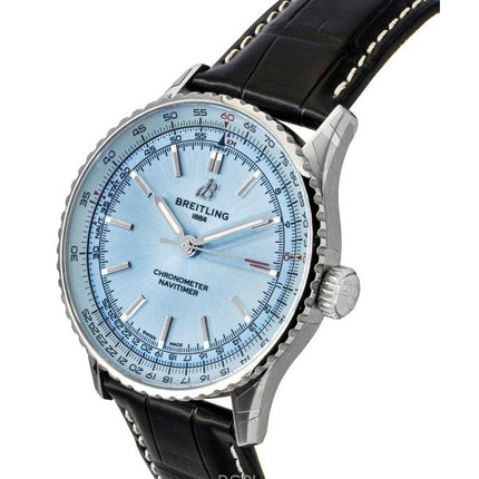 Orologio da uomo Breitling Navitimer con cinturino in pelle e quadrante blu ghiaccio, automatico, A17329171C1P1