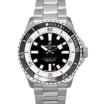 Orologio da uomo Breitling Superocean in acciaio inossidabile con quadrante nero, automatico, subacqueo, A17375211B1A1 300M