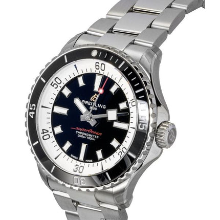 Orologio da uomo Breitling Superocean in acciaio inossidabile con quadrante nero, automatico, subacqueo, A17375211B1A1 300M