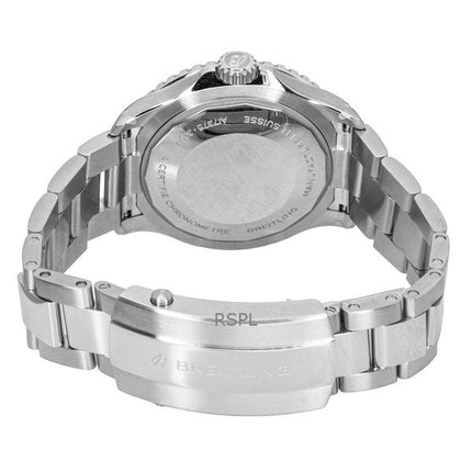 Orologio da uomo Breitling Superocean in acciaio inossidabile con quadrante nero, automatico, subacqueo, A17375211B1A1 300M