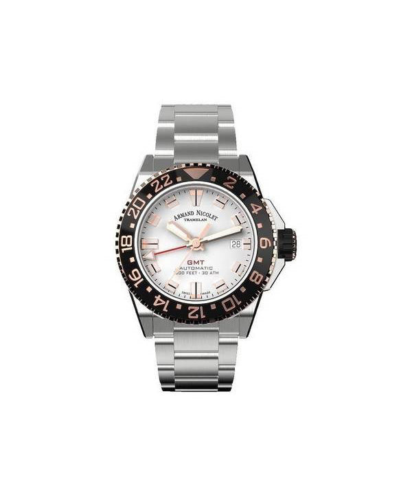 Orologio da uomo Armand Nicolet Tramelan JS9-41 quadrante argento con lunetta in ceramica nera automatico A487ASN-AS-MA2481AA 30
