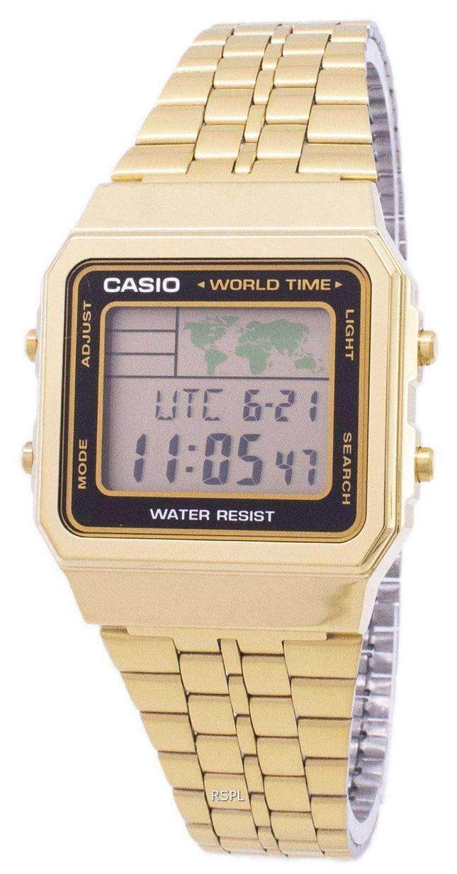 Orologio da uomo Casio Digital Stainless Steel World Time A500WGA-1DF A500WGA-1