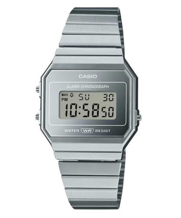 Casio Vintage Digital Acciaio inossidabile Quadrante argento Quarzo A700WEV-7A Orologio unisex