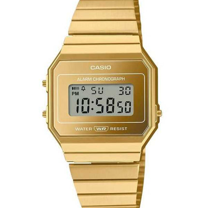 Casio Vintage Digitale Oro Acciaio Inossidabile Quarzo A700WEVG-9A Orologio Unisex