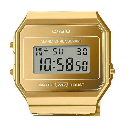 Casio Vintage Digitale Oro Acciaio Inossidabile Quarzo A700WEVG-9A Orologio Unisex