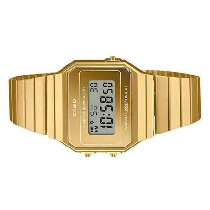 Casio Vintage Digitale Oro Acciaio Inossidabile Quarzo A700WEVG-9A Orologio Unisex