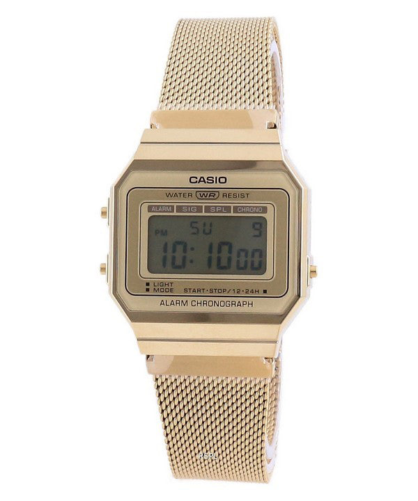 Casio Youth Vintage tono oro in acciaio inossidabile Digital A700WMG-9A Orologio unisex