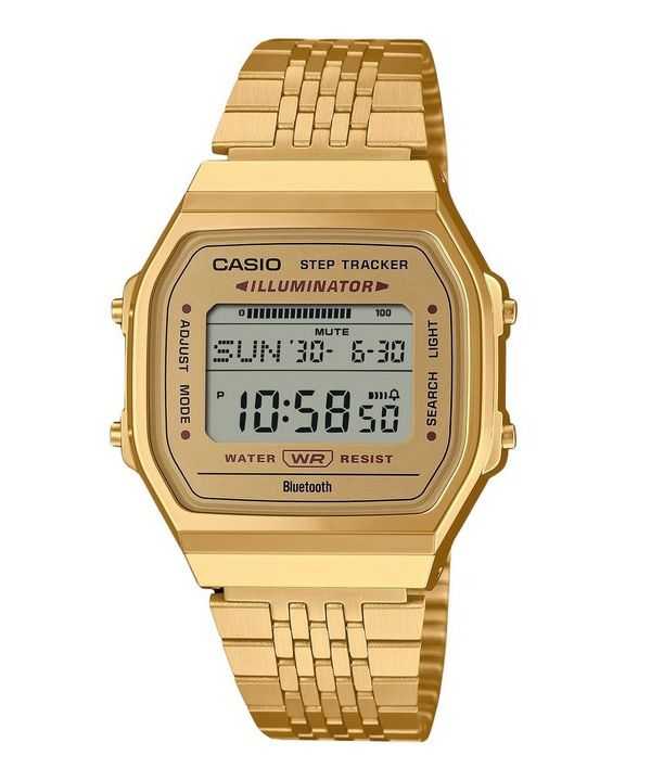 Casio Vintage Digital Smartphone Link Orologio unisex in acciaio inossidabile al quarzo color oro ABL-100WEG-9A