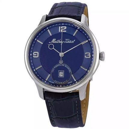 Orologio da uomo Mathey-Tissot Edmond edizione limitata cinturino in pelle 3D automatico quadrante blu AC1886ABU