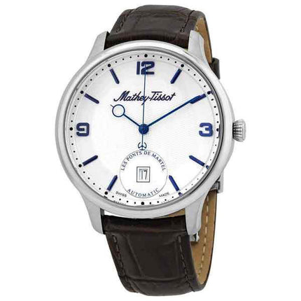 Orologio da uomo Mathey-Tissot Edmond in edizione limitata con cinturino in pelle 3D automatico quadrante bianco AC1886AI