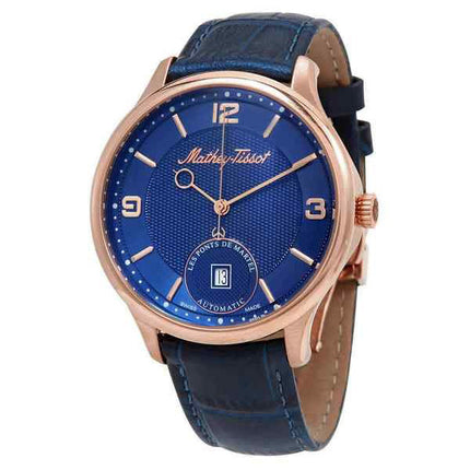 Orologio da uomo Mathey-Tissot Edmond edizione limitata cinturino in pelle 3D automatico quadrante blu AC1886PBU