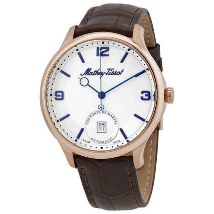 Orologio da uomo Mathey-Tissot Edmond automatico 3D con cinturino in pelle quadrante bianco AC1886PI