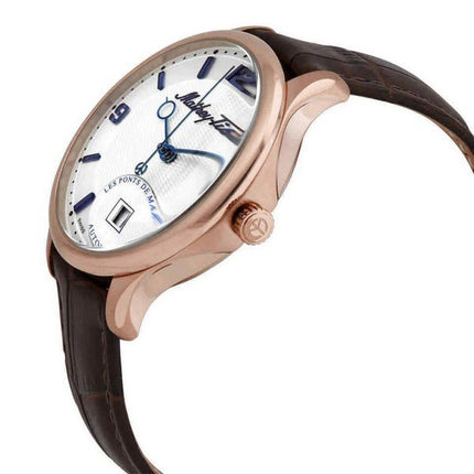 Orologio da uomo Mathey-Tissot Edmond automatico 3D con cinturino in pelle quadrante bianco AC1886PI