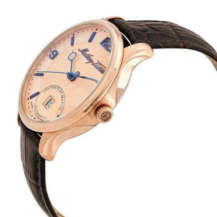 Orologio da uomo Mathey-Tissot Edmond automatico 3D con cinturino in pelle quadrante arancione AC1886PSL con set regalo