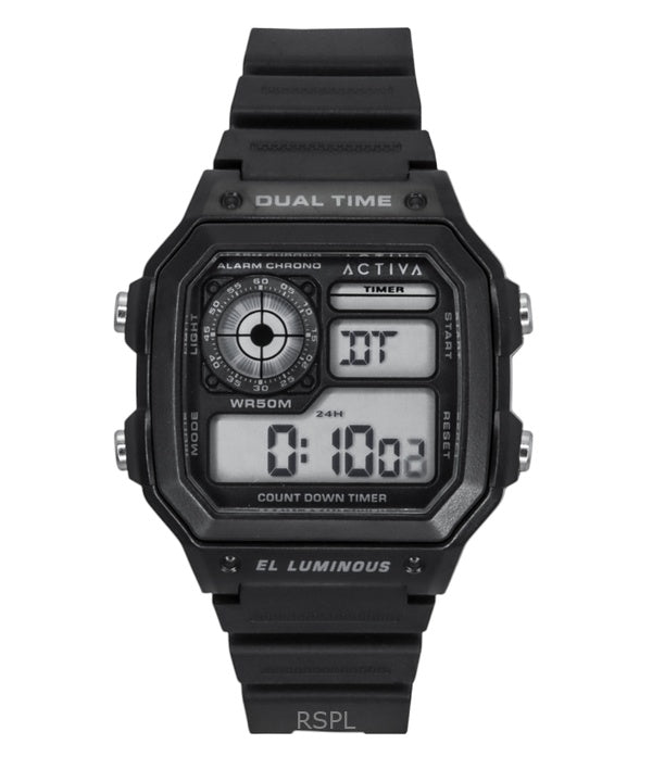 Orologio da uomo Invicta Activa Digital con cinturino in poliuretano e quadrante nero al quarzo ACW1299-001