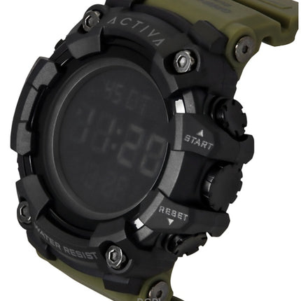 Orologio da uomo Invicta Activa Digital con cinturino in poliuretano verde militare e quadrante nero al quarzo ACW1968-002