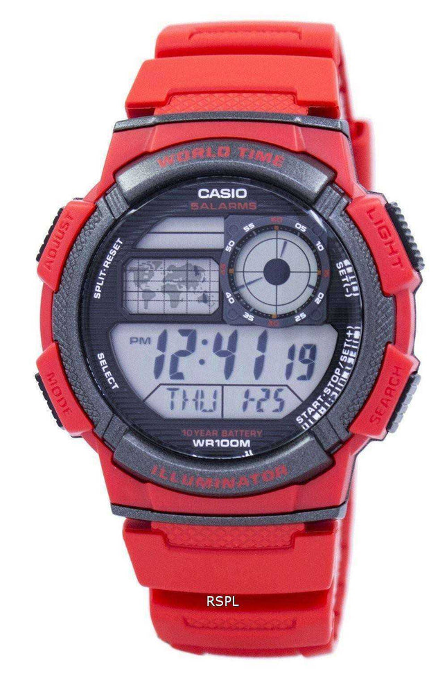 Orologio da polso Casio Youth World Time Alarm World Map AE-1000W-4AV Orologio da uomo AE1000W-4AV