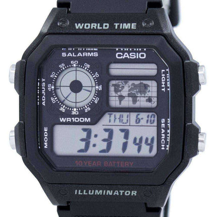Casio Youth Illuminator World Time Alarm Orologio da uomo AE-1200WH-1AV AE1200WH-1AV