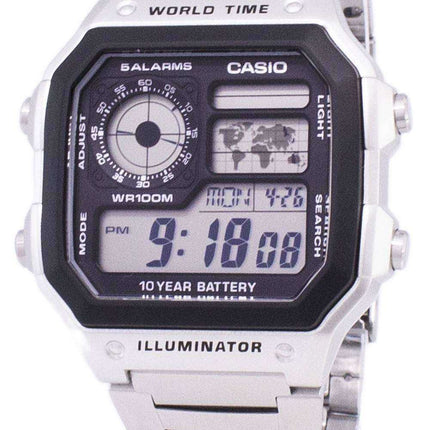 Orologio da uomo Casio Digital World Time WR100M AE-1200WHD-1AVDF AE-1200WHD-1AV