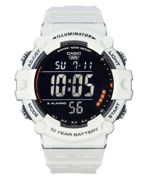 Orologio da uomo Casio Standard Digital White Resin Strap Quartz AE-1500WH-8B2 100M