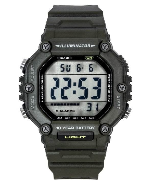 Orologio Casio Digitale con cinturino extra lungo in resina, al quarzo, modello AE-1600HX-3AV, impermeabile fino a 100 metri, unisex.