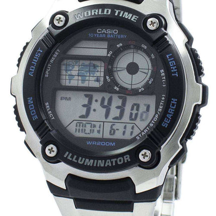 Casio Youth Illuminator World Time Orologio digitale da uomo AE-2100WD-1AV AE2100WD-1AV