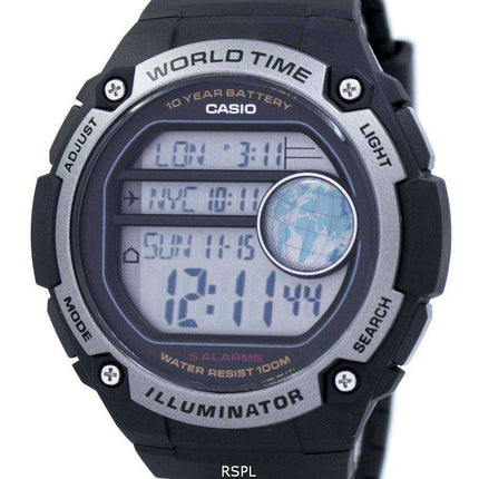 Casio Youth Illuminator World Time Orologio digitale da uomo AE-3000W-1AV AE3000W-1AV