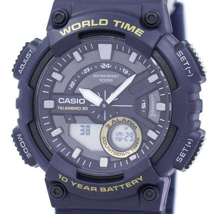 Orologio da uomo Casio Telememo 30 World Time Alarm analogico digitale AEQ-110W-2AV AEQ110W-2AV