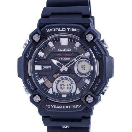 Orologio da uomo Casio analogico digitale quadrante nero al quarzo AEQ-120W-1AV AEQ120W-1 100M