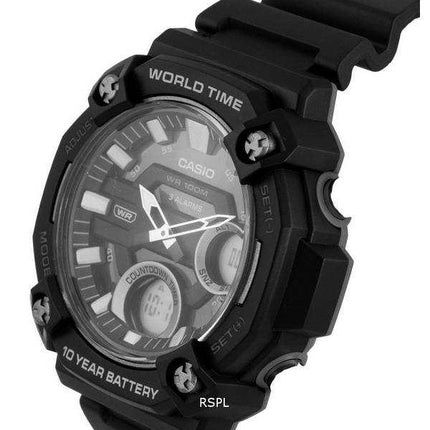 Orologio da uomo Casio analogico digitale quadrante nero al quarzo AEQ-120W-1AV AEQ120W-1 100M