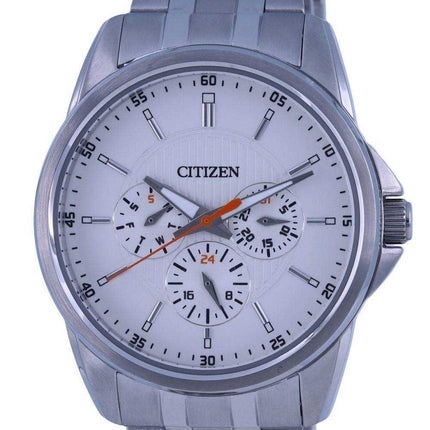 Orologio da uomo Citizen analogico in acciaio inossidabile con quadrante bianco al quarzo AG8340-58A.G 100M