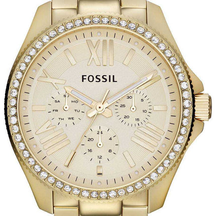 Orologio da donna multifunzione oro-tono AM4482 con cristalli fossili Cecile